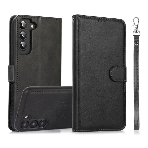 Per Samsung Galaxy S23 5G Custodia in pelle con retro magnetico staccabile 2 in 1 in pelle di vitello (nero)