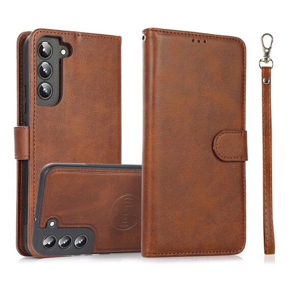 Per Samsung Galaxy S22+ 5G Custodia in pelle con retro magnetico staccabile 2 in 1 con texture di vitello (marrone)