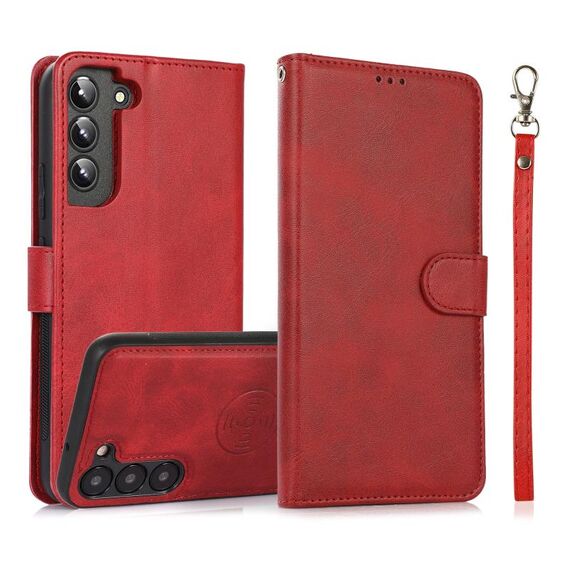 Per Samsung Galaxy S23+ 5G Custodia in pelle con retro magnetico staccabile 2 in 1 in pelle di vitello (rosso)