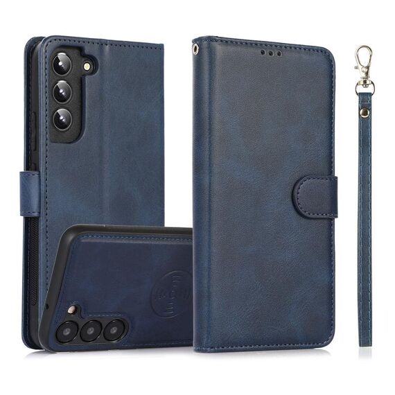 Per Samsung Galaxy S23+ 5G Custodia in pelle con retro magnetico staccabile 2 in 1 in pelle di vitello (blu)