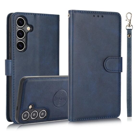 Per Samsung Galaxy S24+ 5G Custodia in pelle con cover posteriore magnetica staccabile 2 in 1 in vitello (blu)