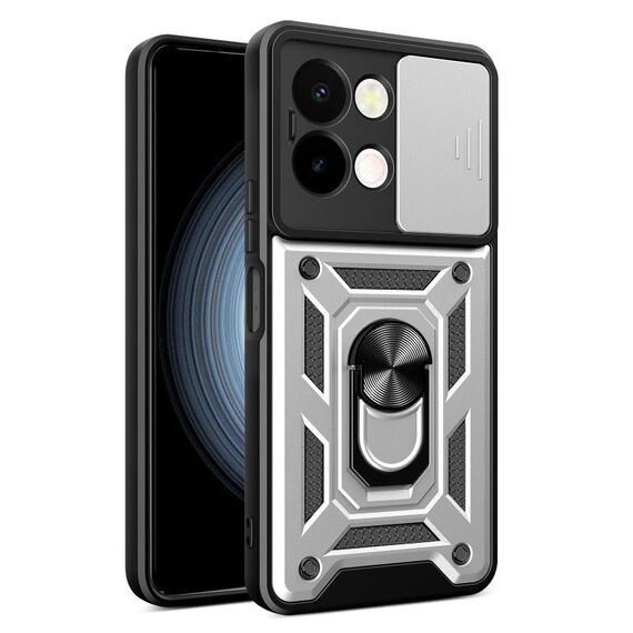 Per vivo Y28 4G Custodia per fotocamera scorrevole in TPU+PC (argento)