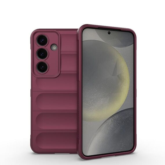 Per Samsung Galaxy S25 5G Magic Shield TPU + custodia in flanella (rosso vino)