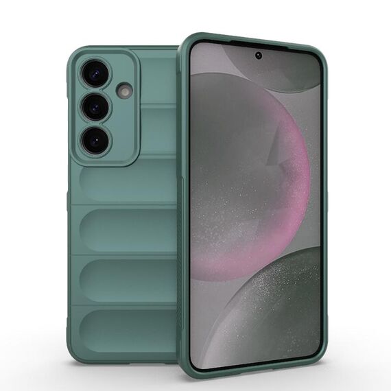 Per Samsung Galaxy S25+ 5G Magic Shield TPU + Custodia in flanella per telefono (verde scuro)