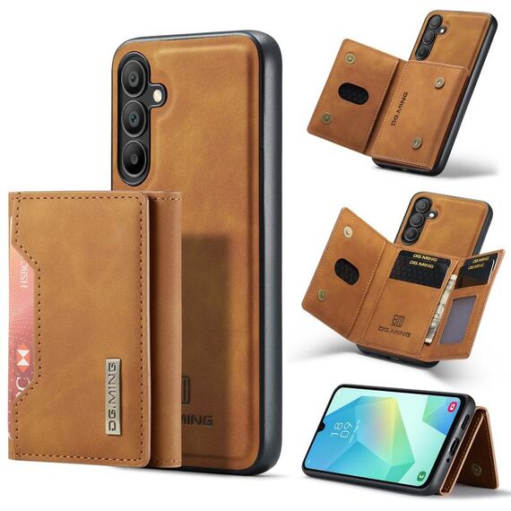 Per Samsung Galaxy A16 5G DG.MING M2 Series Borsa multi-carta a 3 pieghe + Custodia magnetica per telefono (marrone)