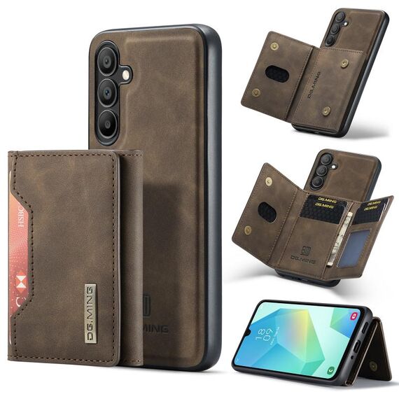 Per Samsung Galaxy A16 5G DG.MING M2 Series Borsa multi-carta a 3 scomparti + custodia magnetica per telefono (caffè)
