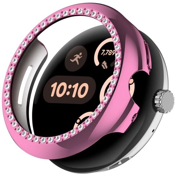Per Google Pixel Watch Diamond Custodia protettiva per orologio con copertura parziale in PC elettrolitico (rosa)