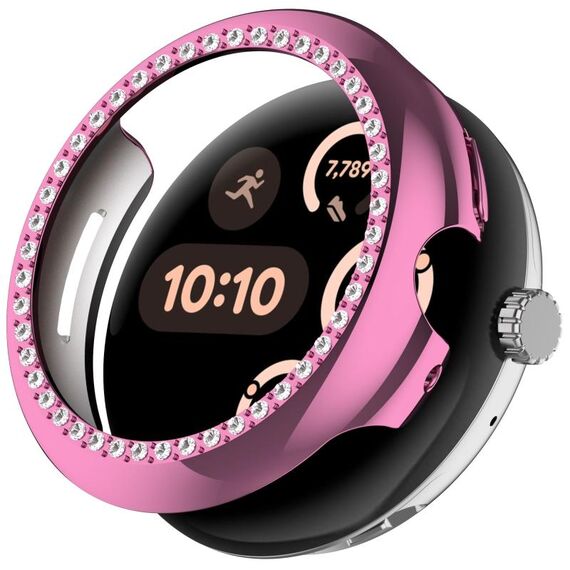 Per Google Pixel Watch 3 45mm Custodia protettiva per orologio con copertura parziale in PC elettrolitico diamantato (rosa)