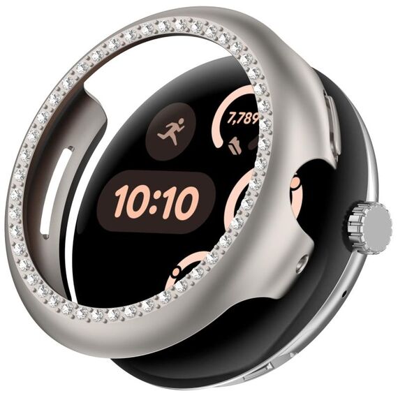 Per Google Pixel Watch 3 45mm Custodia protettiva per orologio con copertura parziale in PC elettrolitico diamantato (Starlight)