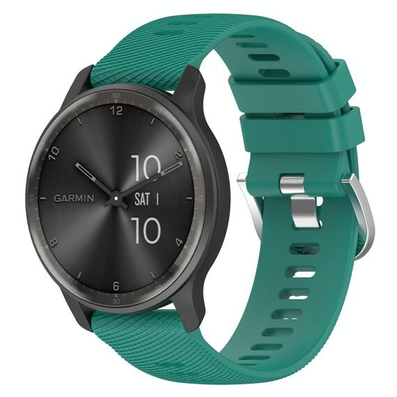Per cinturino per orologio Garmin Forerunner 265 22 mm in silicone tinta unita testurizzato a croce (verde pino)