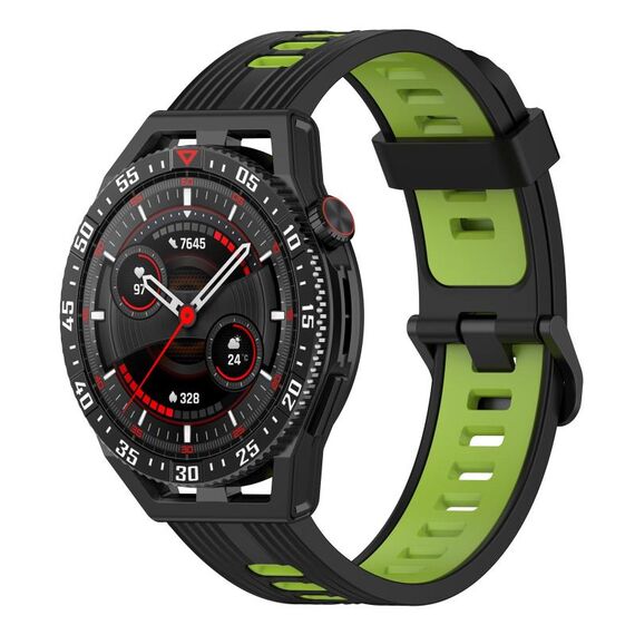 Per Garmin Forerunner 265 Cinturino in silicone bicolore verticale da 22 mm (nero + verde)