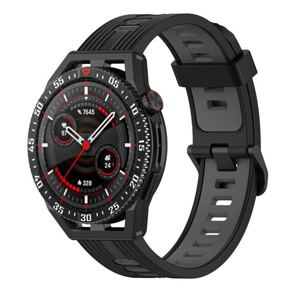 Per Garmin Forerunner 265 Cinturino in silicone bicolore verticale da 22 mm (nero + grigio)