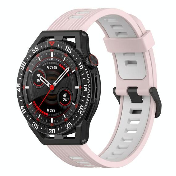 Per Garmin Forerunner 265 Cinturino in silicone bicolore verticale da 22 mm (rosa + bianco)