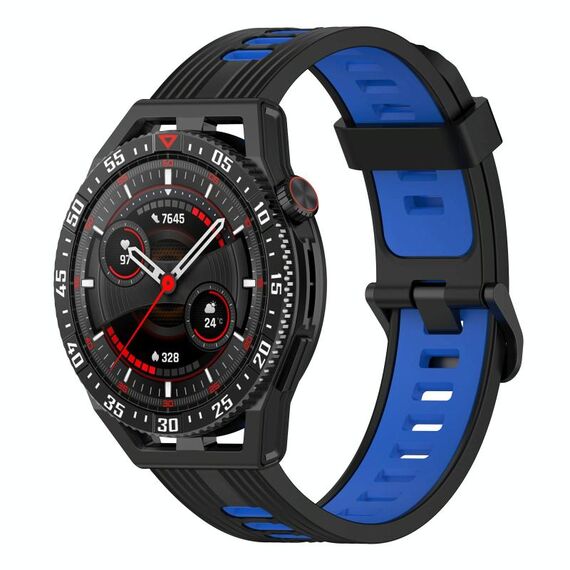 Per Garmin Forerunner 255 Cinturino in silicone bicolore verticale da 22 mm (nero + blu)