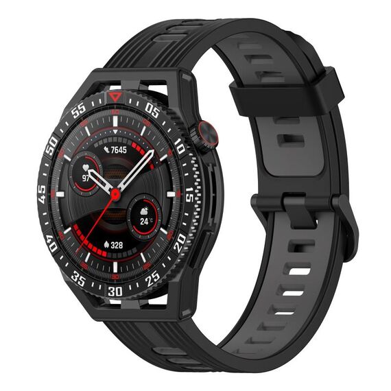 Per cinturino in silicone bicolore verticale da 22 mm Garmin Forerunner 255 (nero + grigio)