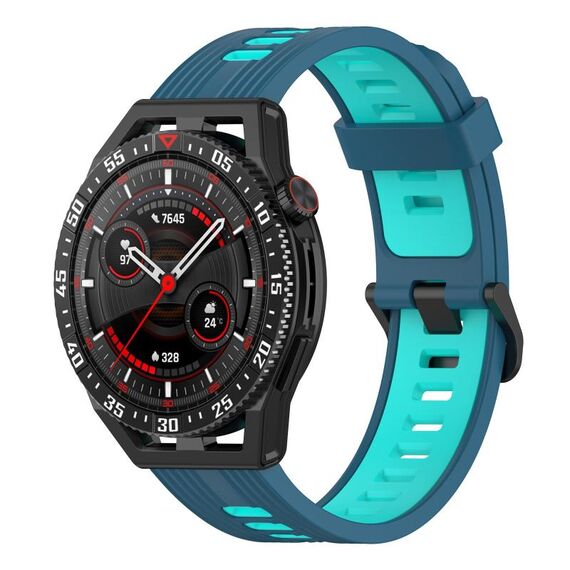 Per Garmin Forerunner 255 Cinturino in silicone bicolore verticale da 22 mm (blu + verde acqua)