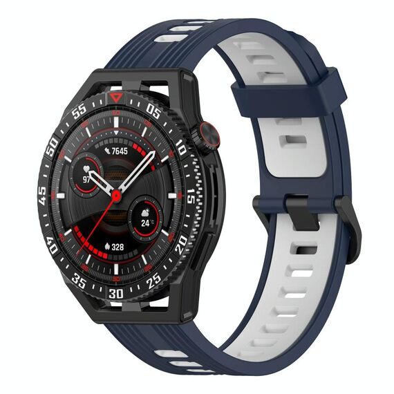 Per Garmin Forerunner 255 Cinturino in silicone bicolore verticale da 22 mm (blu notte + bianco)