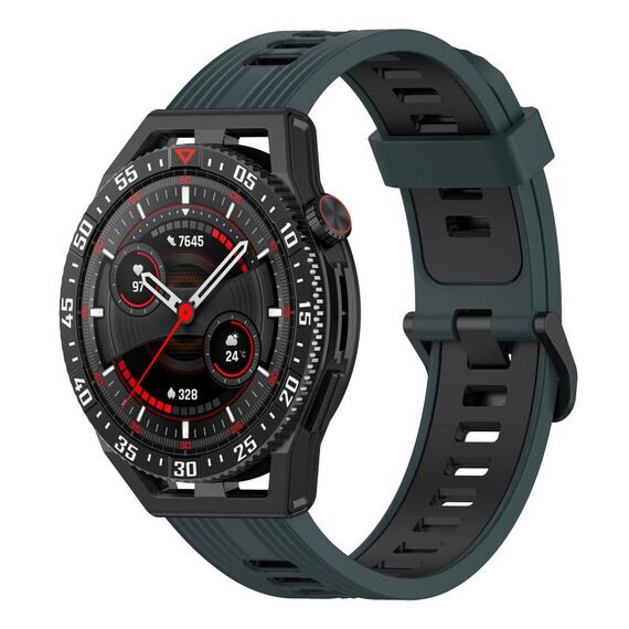 Per cinturino in silicone bicolore verticale da 22 mm Garmin Venu 2 (verde oliva + nero)