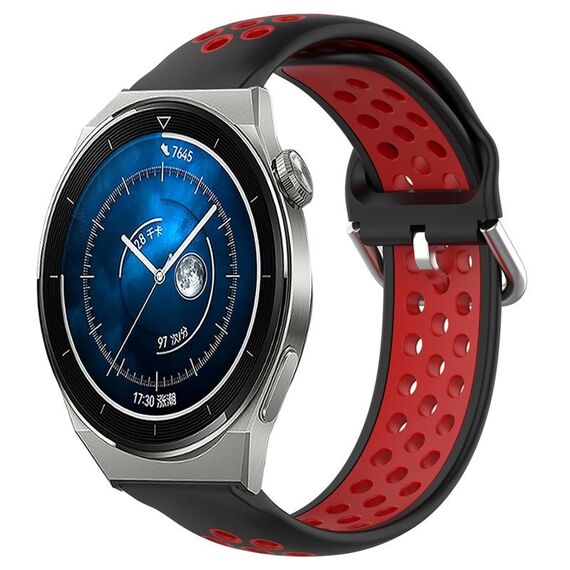 Per Huawei Watch GT3 Pro 43mm 20mm Cinturino sportivo in silicone traspirante traforato (nero + rosso)