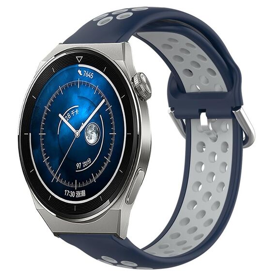Per Huawei Watch GT3 Pro 43mm 20mm Cinturino sportivo in silicone traspirante traforato (blu notte + grigio)