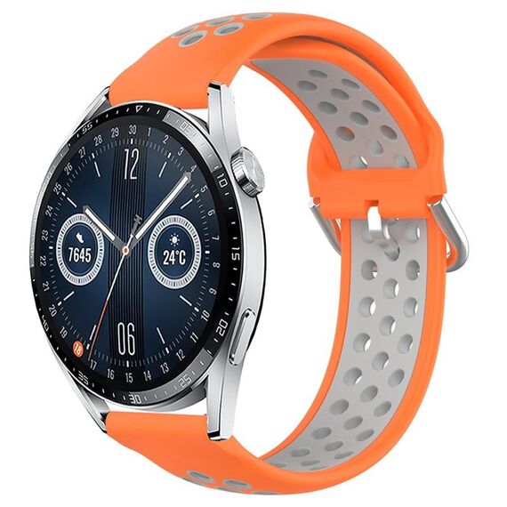 Per Huawei Watch GT3 42mm 20mm Cinturino in silicone sportivo traspirante traforato (arancione + grigio)