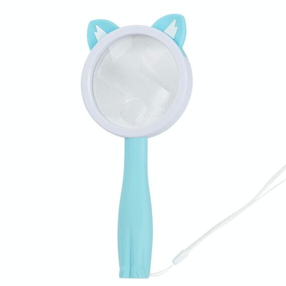 2275 5X / 10X Lente d'ingrandimento per esperimenti scientifici per bambini palmari per animali dei cartoni animati (gatto blu)