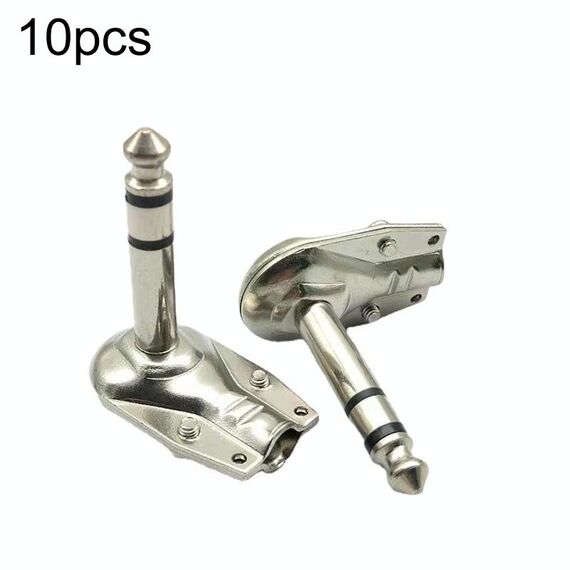 10pcs 6.35mm Connettore per amplificatore per microfono audio ad angolo retto per chitarra, specificazione: Binaurale