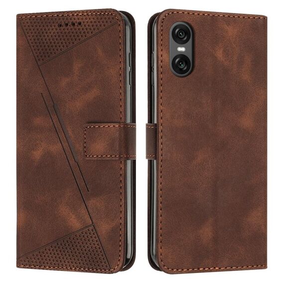 Per Sony Xperia 5 VI Dream Triangle Custodia in pelle con cordino (marrone)