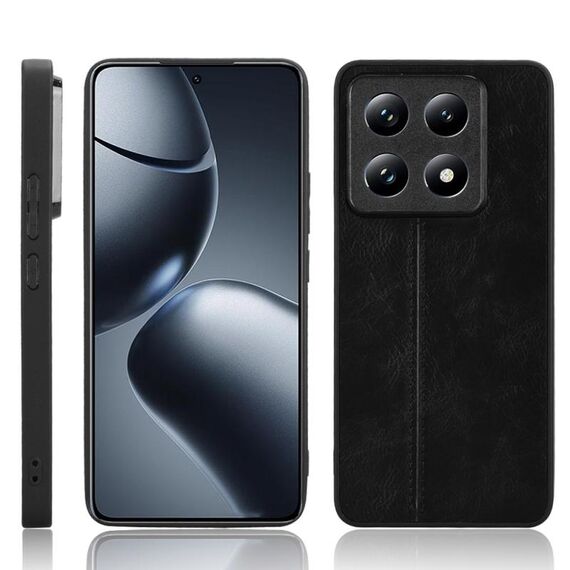 Per Xiaomi 14T Pro Custodia per telefono con motivo a mucca e cuciture (nero)