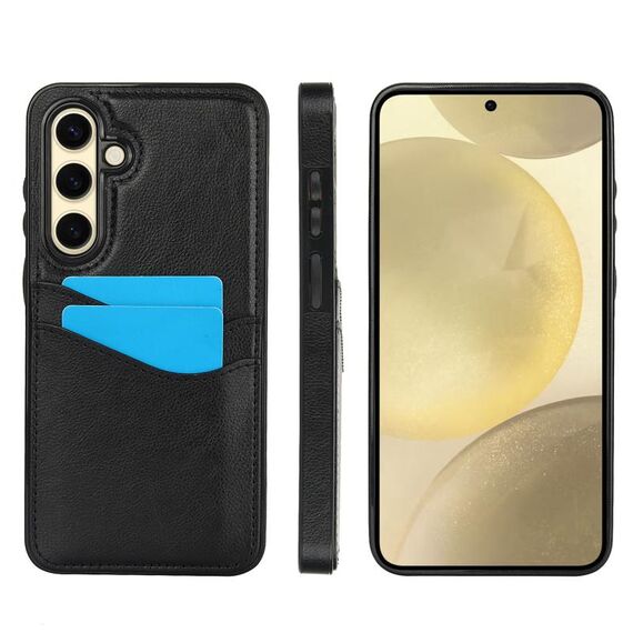 Per Samsung Galaxy S24 FE 5G Custodia per telefono in pelle Litchi con slot per schede (nero)