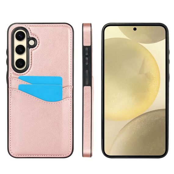 Per Samsung Galaxy S24 FE 5G Custodia per telefono in pelle Litchi con slot per schede (oro rosa)