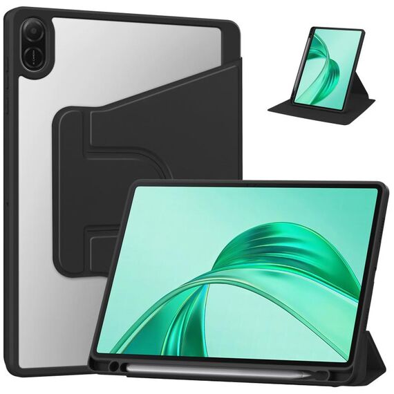 Custodia per tablet in pelle con supporto a tre pieghe per Honor Pad X8a (nero)