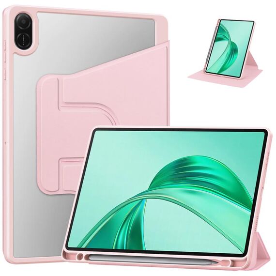 Custodia per tablet in pelle con supporto a tre pieghe per Honor Pad X8a (rosa)