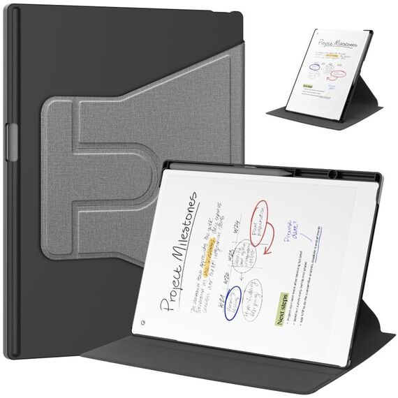 Per reMarkable Paper Pro Voltage Holder Rotation Smart Custodia in pelle per tablet (grigio)