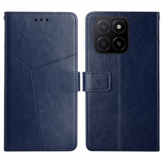 Per Honor X5b 4G / X5b Plus 4G Custodia per telefono in pelle con motivo a forma di Y (blu)