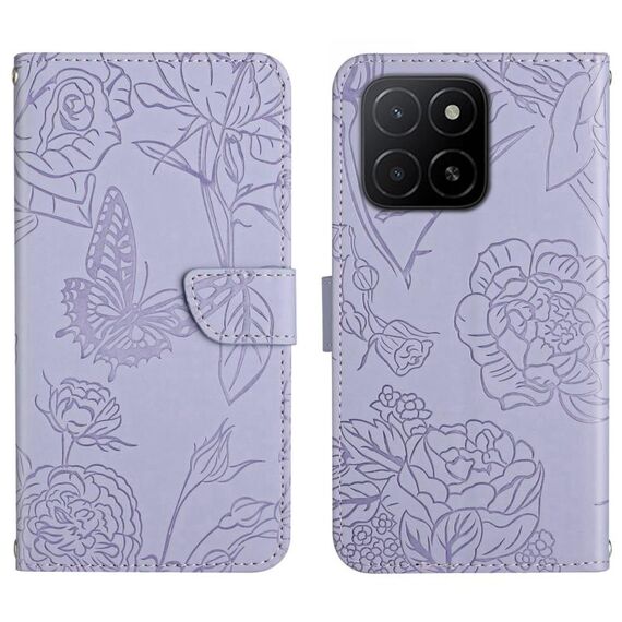 Per Honor X5b 4G / X5b Plus 4G HT03 Custodia in pelle con motivo a farfalla in rilievo (viola)