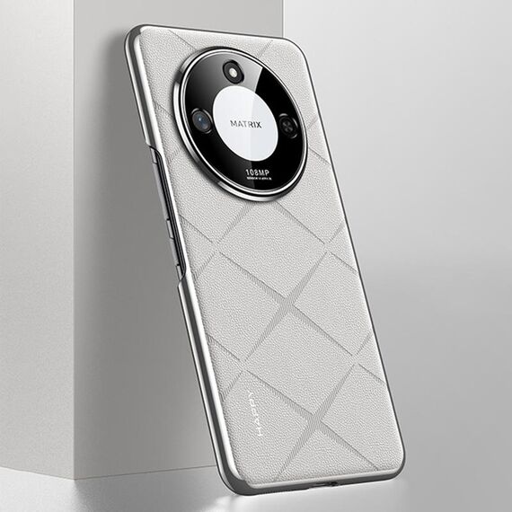 Custodia per telefono cellulare in pelle semplice per Honor X60 (bianca)