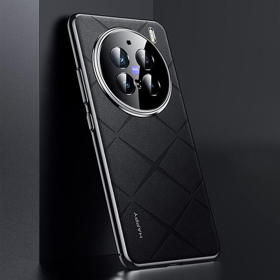 Per vivo X200 Pro Custodia per telefono in pelle liscia per PC (nero)