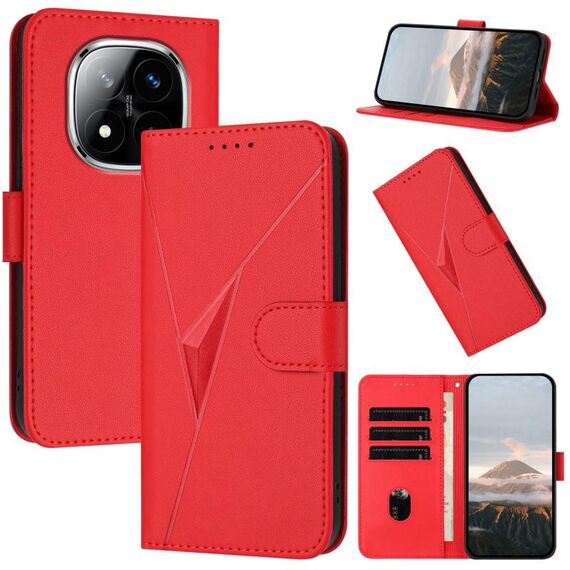 For Redmi Note 14 Pro+ 5G Triangle Pattern Buckle Clasp Leather Phone Case(Red)