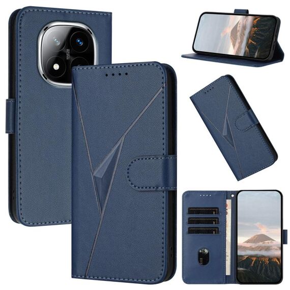 For Redmi Note 14 Pro+ 5G Triangle Pattern Buckle Clasp Leather Phone Case(Royal Blue)