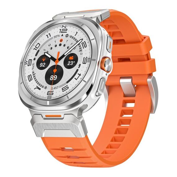 Per Samsung Galaxy Watch Ultra 47mm Cinturino in fluorogomma con fibbia in acciaio (argento arancione)