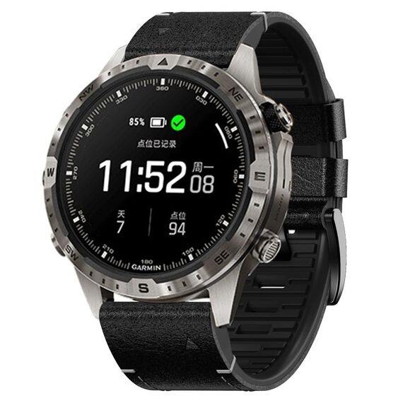 Per cinturino in silicone e pelle a sgancio rapido Garmin da 26 mm (nero)