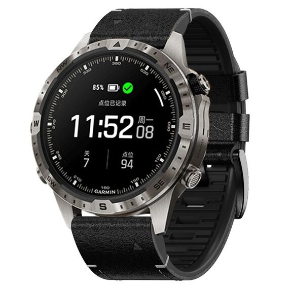 Per cinturino in silicone e pelle a sgancio rapido Garmin da 22 mm (nero)