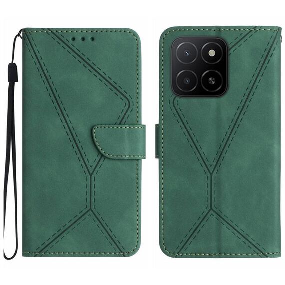 Per Honor X5b 4G / X5b Plus 4G Custodia per telefono in pelle goffrata con cuciture (verde)