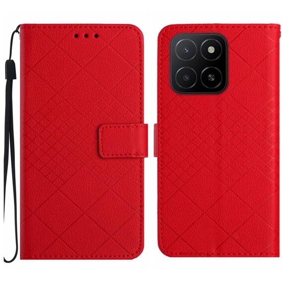 Per Honor X5b 4G / X5b Plus 4G Custodia per telefono in pelle con trama a griglia rombica (rosso)