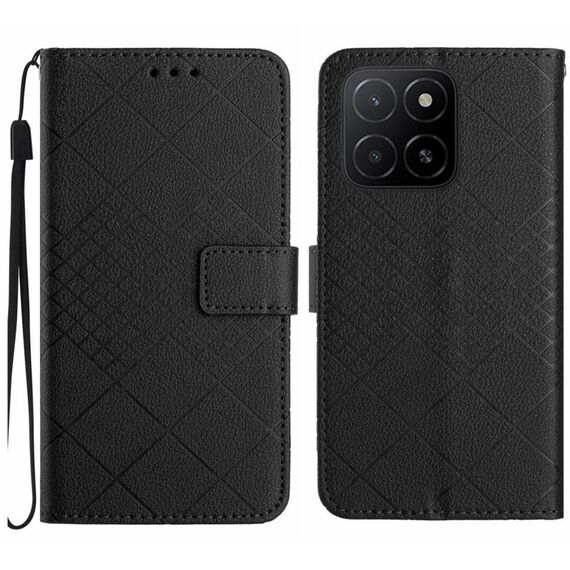 Per Honor X5b 4G / X5b Plus 4G Custodia per telefono in pelle con trama a griglia rombica (nero)