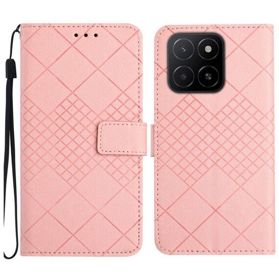 Per Honor X5b 4G / X5b Plus 4G Custodia in pelle con trama a griglia rombica (rosa)