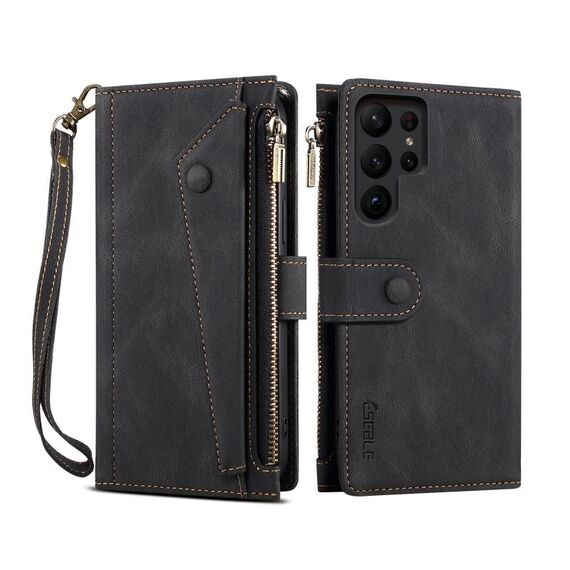 Per Samsung Galaxy S24 Ultra 5G ESEBLE Retro Frosted RFID Flip Custodia in pelle per telefono (nero)