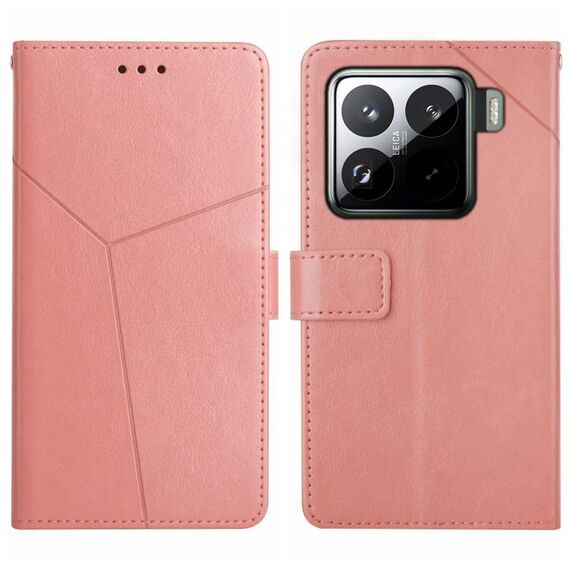 Per Xiaomi 15 Custodia per telefono in pelle con motivo a forma di Y (rosa)