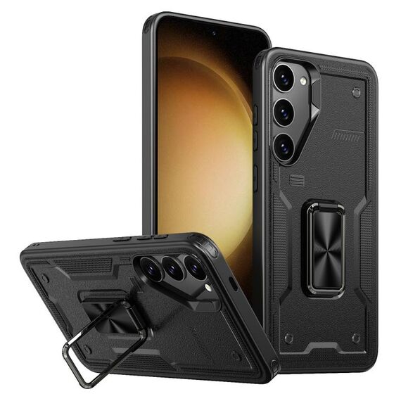 Per Samsung Galaxy S23 5G Custodia per telefono con supporto ad anello in TPU ibrido per PC (nero)